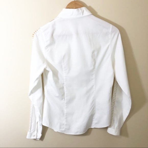 Anne Fontaine Poplin White Blouse Cutout Detail s6 - Picture 2 of 3